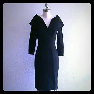Vintage 50's black wool Wiggle Pin Up dress